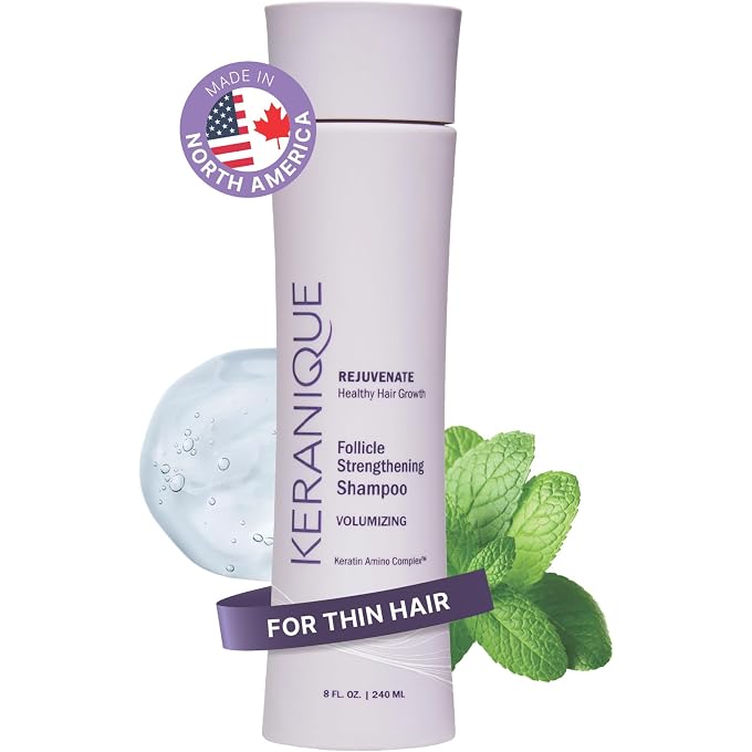 Keranique Keratin Shampoo for Fine Thinning Hair, Sulfates/Parabens Free, formulated to stimulate scalp to nourish/rejuvenate hair follicles for healthy Thicker Fuller Hair 8 OZ - Image 1