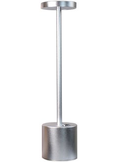 Rechargeable Cordless Table Lamp Outdoor Portable Battery Operated Desk Lamps 2-Levels Brightness Powered Small Night Light for Restaurant/Kids Room/Living/Camping/Home Silver 34 x 8cm