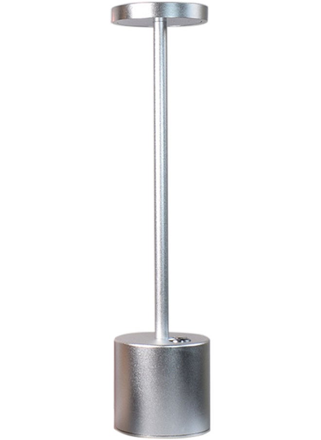 Kenzs - Rechargeable Cordless Table Lamp Outdoor Portable Battery Operated Desk Lamps 2-Levels Brightness Powered Small Night Light for Restaurant/Kids Room/Living/Camping/Home Silver 34 x 8cm - Image 1