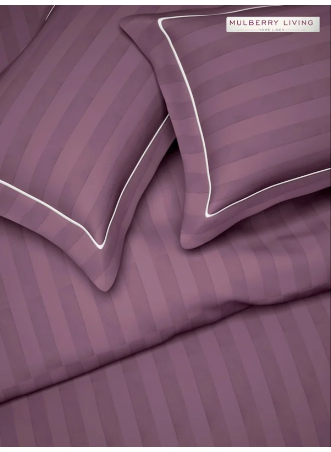 MULBERRY LIVING 100% Cotton - 300Tc Elysian Stripes Set of 2 Pillow Covers (50X75 Cm) - Plum