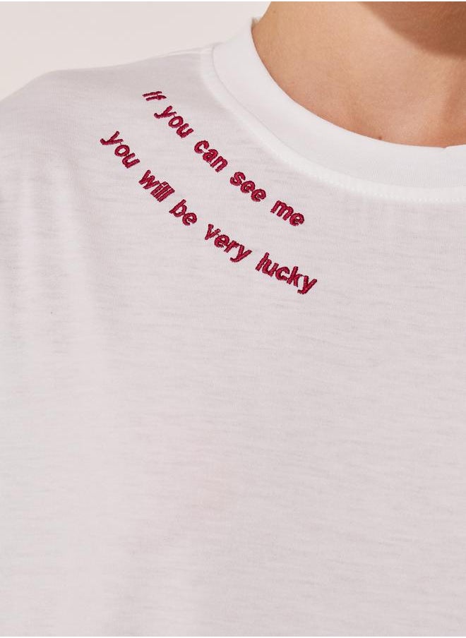 Take Two Solid Round Neck Detail T-shirt  - Image 4