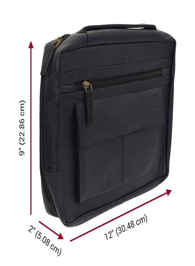 Marshal Large Cross Bible Book Cover Genuine Leather with Handle (Cross Black) - Image 3
