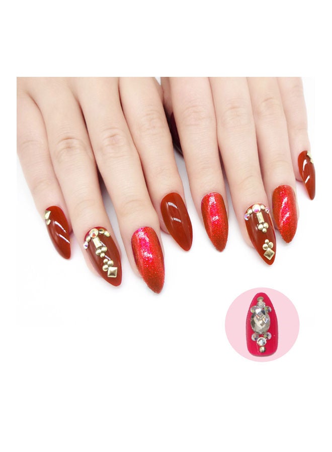Loquat 24-Piece False Nails with Beads Multicolour - Image 5