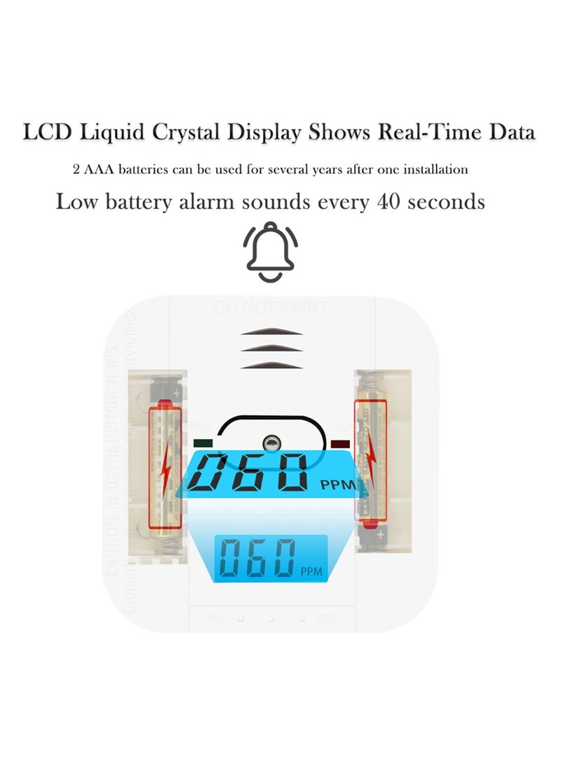 Zikra Combination and Carbon Monoxide Alarm Detector, 3 in1 Temperature 85 dB High Decibel Battery Operated with LCD Display - Image 5