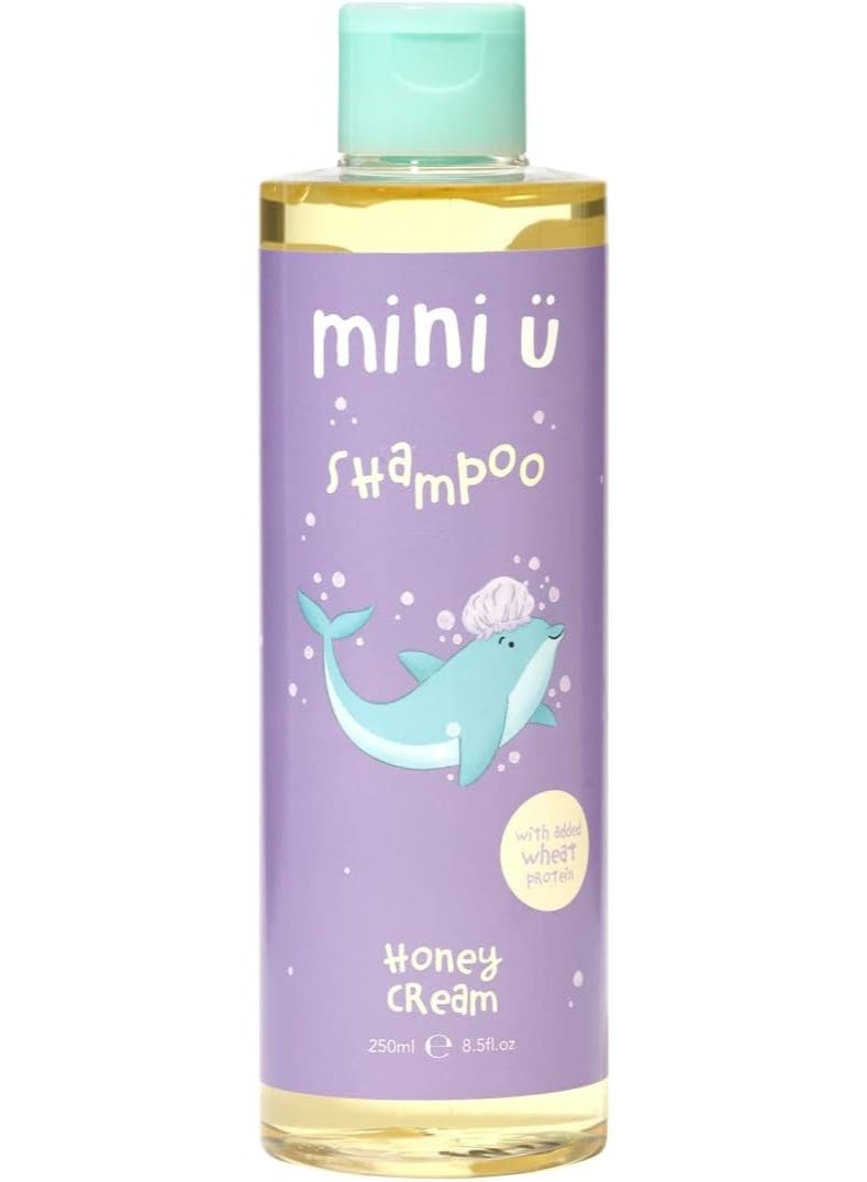 Mini U Honey Cream Shampoo For Children Yellow, Kids Baby Hair Wash, Suitable From Newborn, 93% Naturally Derived Ingredients, Vegan & Cruelty Free, Made In UK, Gluten Soy Dairy Free, No Microplastics - Image 1