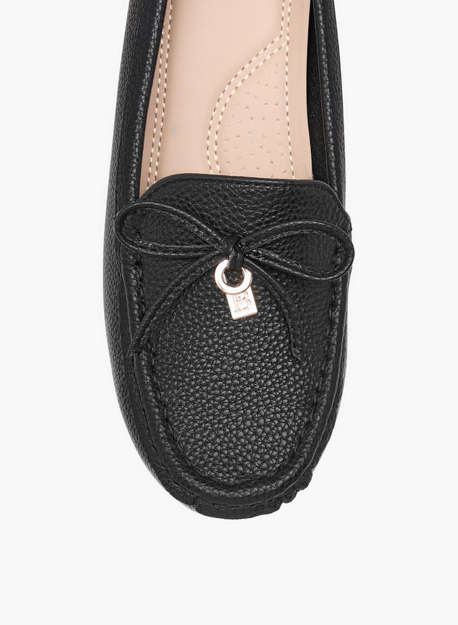 Flora Bella By Shoexpress Women's Monogram Print Wedge Comfort Shoes with Bow Detail  - Image 4