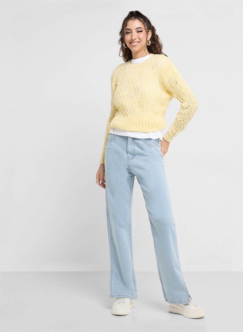 Ginger Cable Knit Crew Neck Sweater  - Image 4