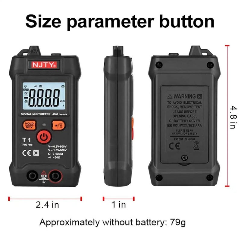 Black Digital Multimeter 4000 Counts Auto Ranging Voltmeter Tester NCV Voltage Continuity Resistance - Image 4