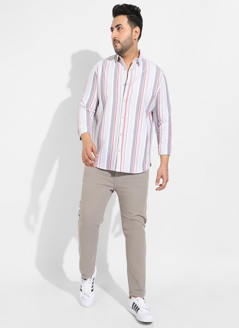 Instafab Plus Men's Multitrack Striped Button Up Shirt - Image 5