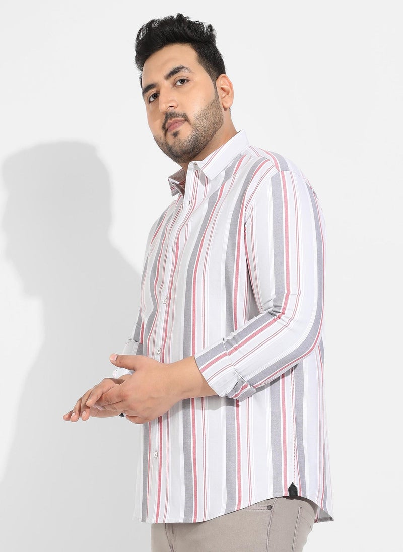 Instafab Plus Men's Multitrack Striped Button Up Shirt - Image 3