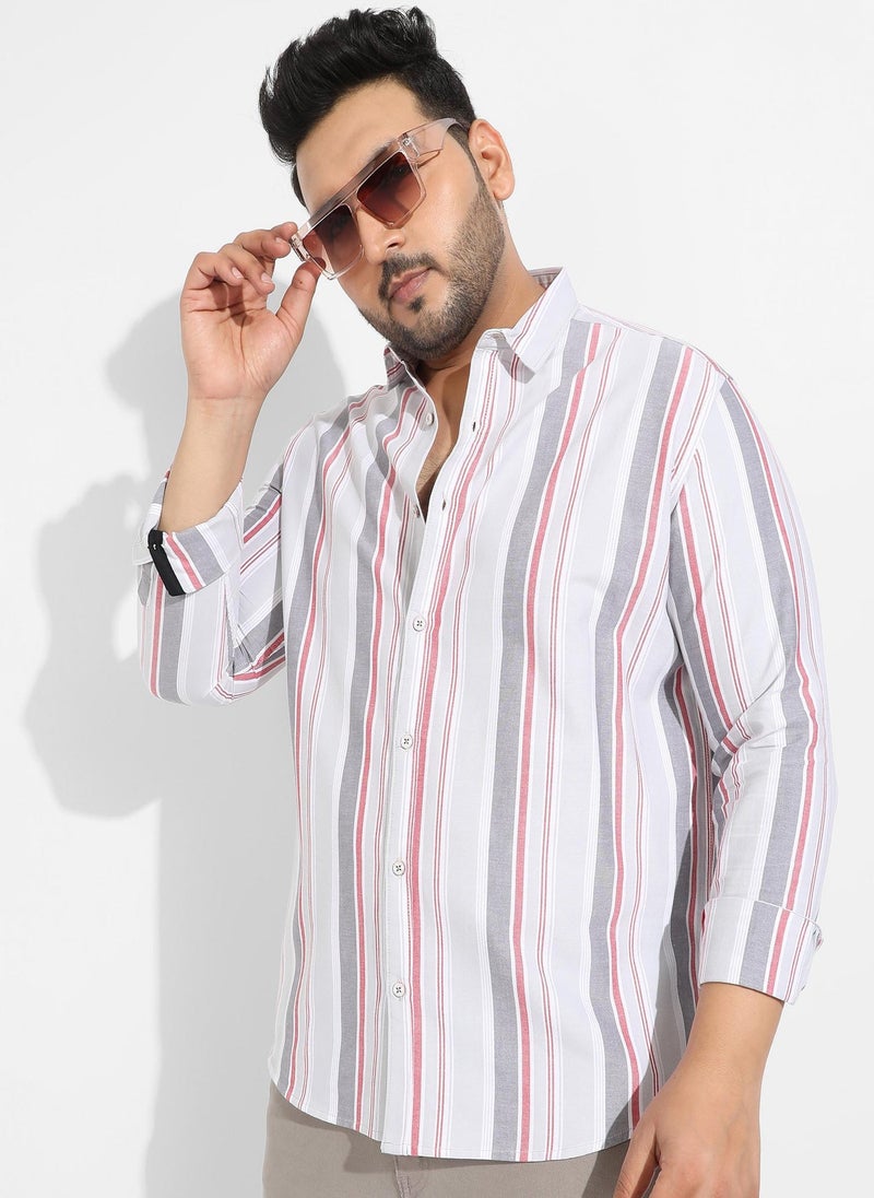 Instafab Plus Men's Multitrack Striped Button Up Shirt - Image 2