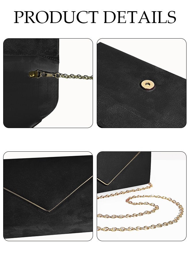 DUNISO Women Faux Suede Evening Clutch Bags Crossbody Bag Formal Party Clutches Envelope Handbag Chain Purse for Wedding Cocktail Prom Clutches  - Image 4