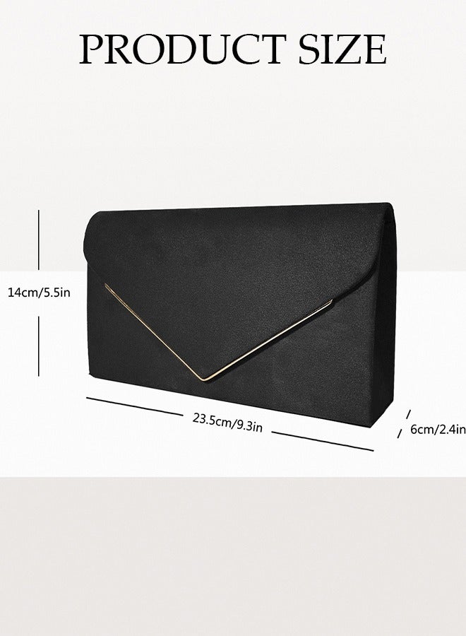 DUNISO Women Faux Suede Evening Clutch Bags Crossbody Bag Formal Party Clutches Envelope Handbag Chain Purse for Wedding Cocktail Prom Clutches  - Image 2
