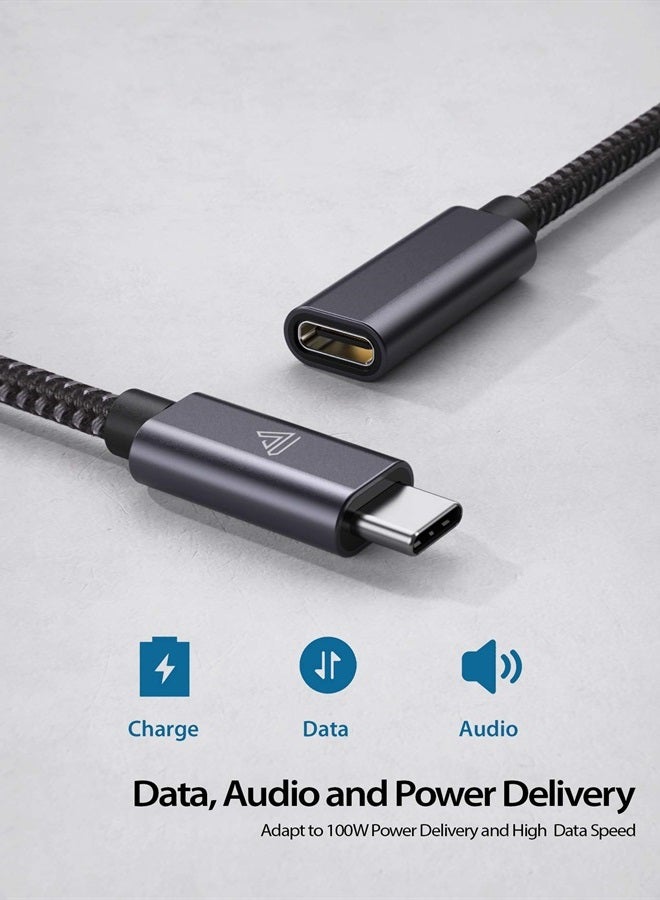 Faracent كابل تمديد USB نوع C قصير (1.5 قدم/0.5 متر)، شحن سريع 100 واط PD بسرعة 10 جيجابت في الثانية USB 3.1 الجيل 2 بيانات 4K USBC ذكر إلى أنثى كابل موسع، متوافق مع PSVR2، MacBook Air M2 Surface XPS - Image 3