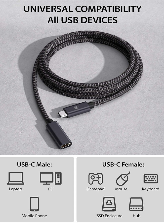 Faracent كابل تمديد USB نوع C قصير (1.5 قدم/0.5 متر)، شحن سريع 100 واط PD بسرعة 10 جيجابت في الثانية USB 3.1 الجيل 2 بيانات 4K USBC ذكر إلى أنثى كابل موسع، متوافق مع PSVR2، MacBook Air M2 Surface XPS - Image 5