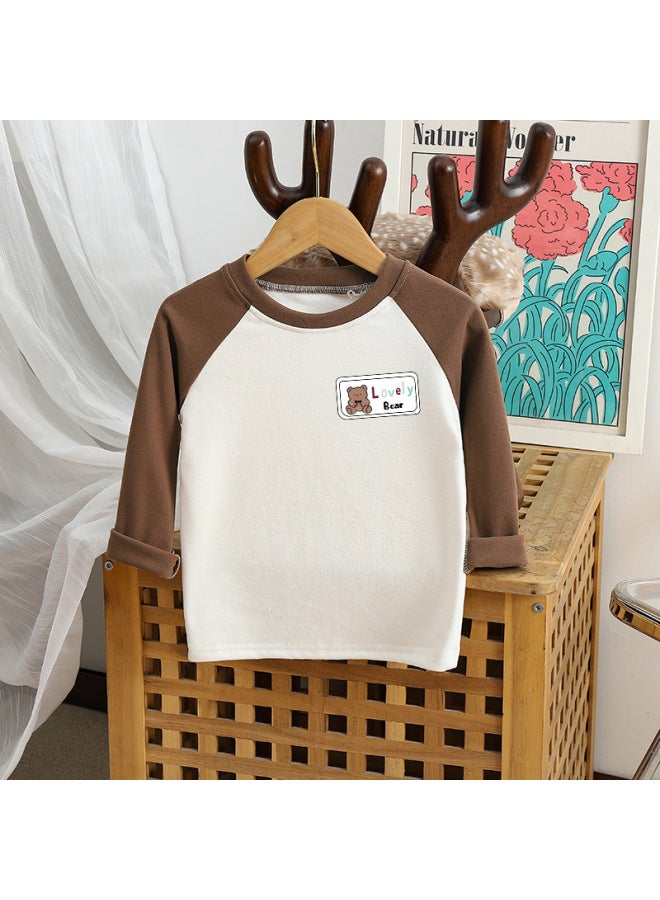Children's Long-sleeved T-shirt Autumn New Boys And Girls Baby Foreign Gas Shoulder Round Neck Bottoming Shirt Top Children's Clothing