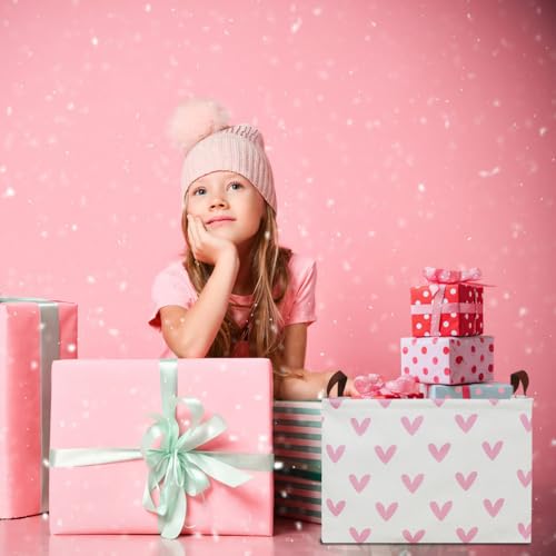 HKEC Rectangle Pink Valentine Gift Basket Empty with Handles for KidsCute Organizer Toy BinGift Basket for GirlsKidsPink Lovely Heart - Image 3