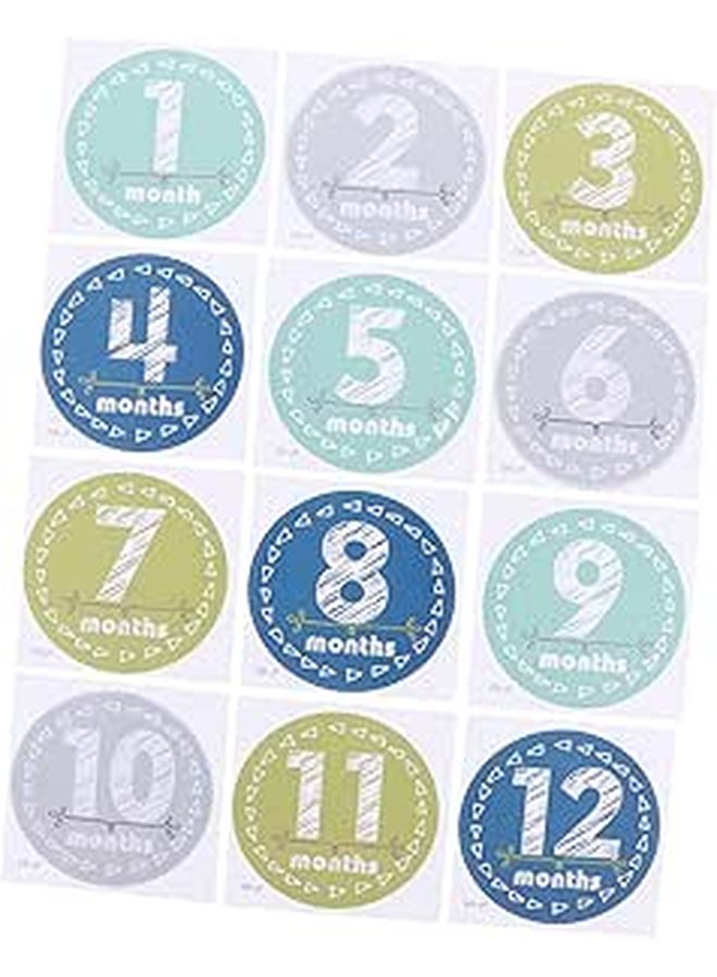 Newborn Monthly Growth Photo Stickers Set For Baby Milestone Pictures 12 Months - Image 1