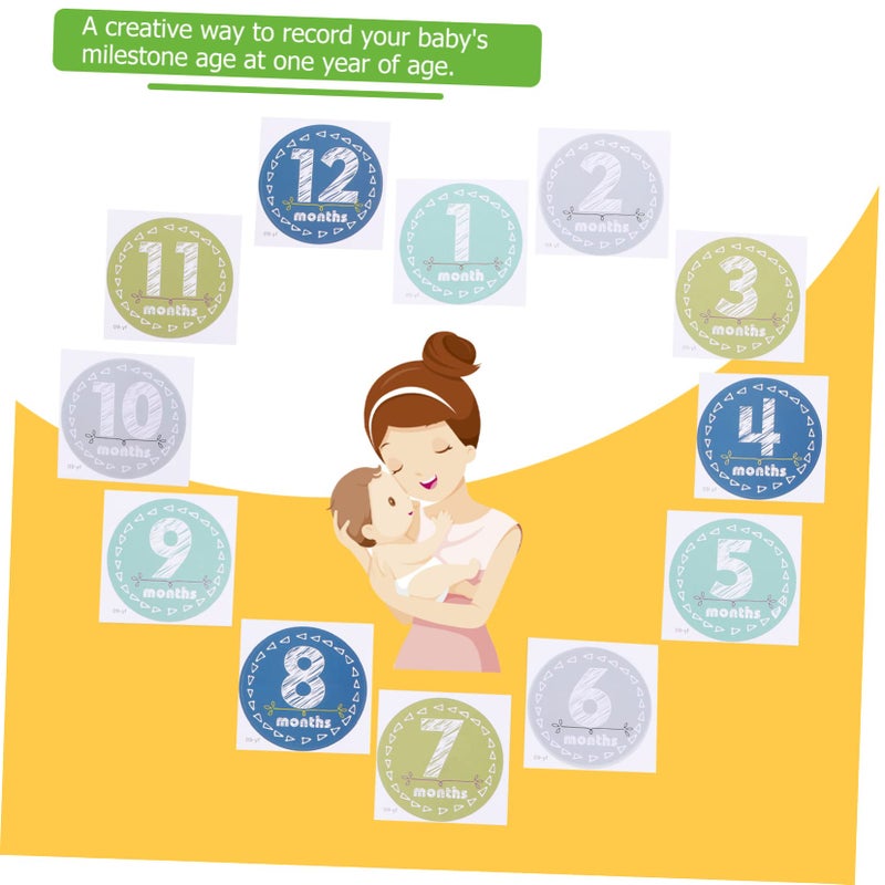 Newborn Monthly Growth Photo Stickers Set For Baby Milestone Pictures 12 Months - Image 5