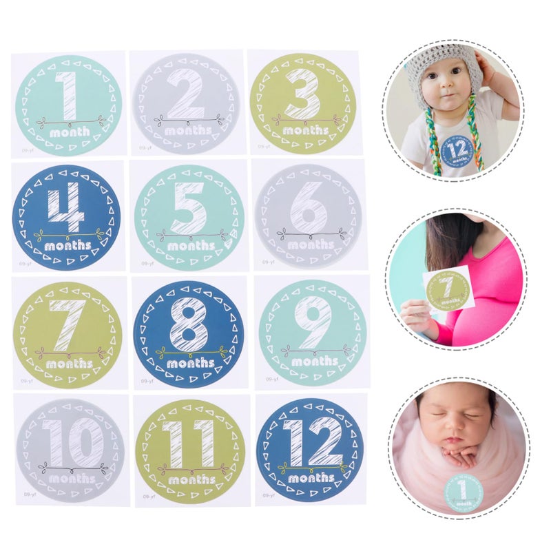 Newborn Monthly Growth Photo Stickers Set For Baby Milestone Pictures 12 Months - Image 3
