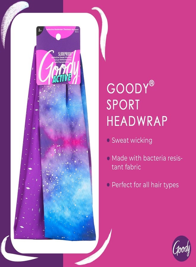 GOODY Sports Headwrap - 2 Pack, Reflective Galaxy - Soft and Strong for a Comfortable Fit - for All Hair Types - Ouchless Hair Accessories for Women and Girls - Image 2
