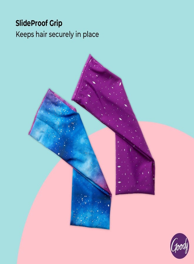GOODY Sports Headwrap - 2 Pack, Reflective Galaxy - Soft and Strong for a Comfortable Fit - for All Hair Types - Ouchless Hair Accessories for Women and Girls - Image 3