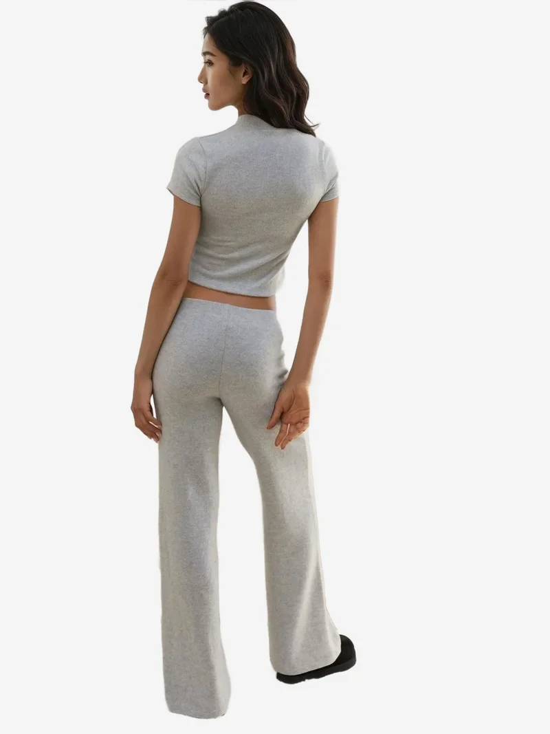 زوبعة بنطلون محبوك ناعم بخصر مطاطي