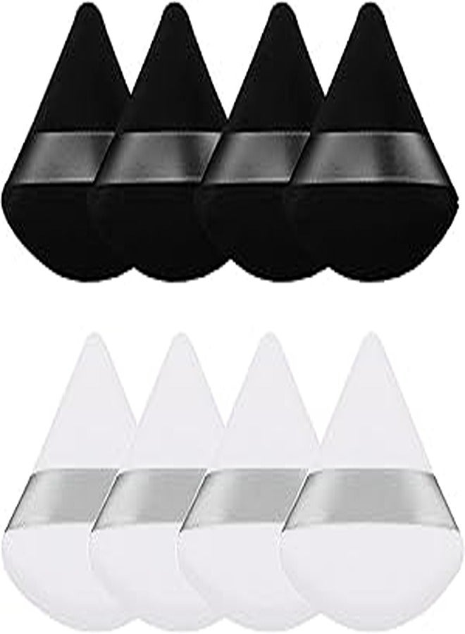 Generic Triangle Powder Puff,Soft Face Makeup Puff Makeup Sponge for Loose Powder Body Powder,Wedge Shape Velour Cosmetic Beauty Sponge for Contouring,Under Eyes and Corners,Makeup Tools (4 Black and 4 White)
