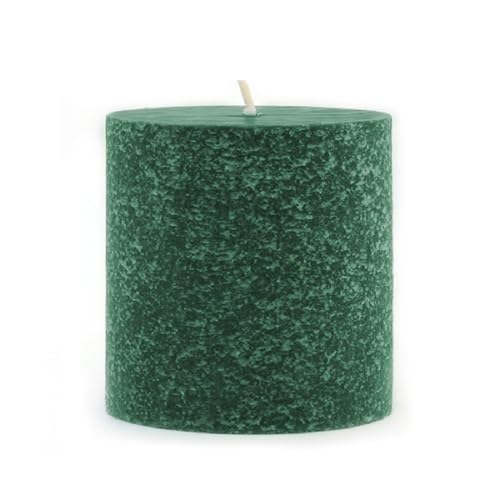 Root Candles Unscented Pillar Candles Beeswax Enhanced Textured Timberline™ Pillar Candle, 3 x 3-Inch, Dark Green - Image 1