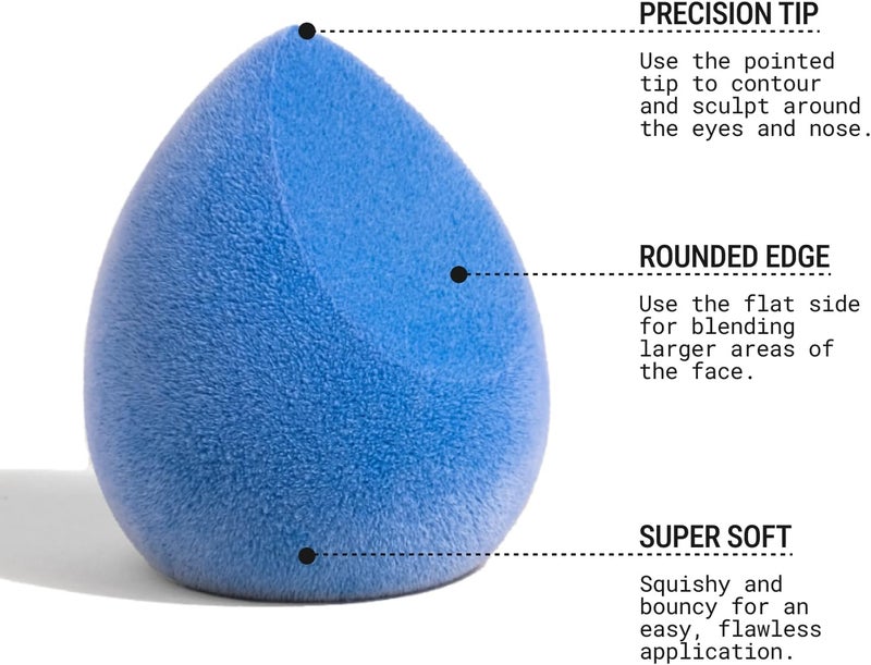 JUNO & Co. Microfiber Makeup Sponge, Dual Layer Technology for Full Coverage Flawless Makeup Blender for Foundation, Powder and Cream (Velvet Style and Blue Color) - Image 4
