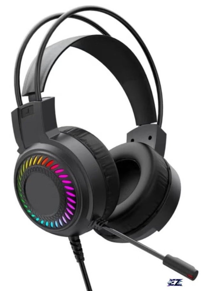 ELTRAZONE Gaming Headset with LED Backlight, 50mm Drivers, Noise-Cancelling Microphone, USB Connection, Comfortable PU Leather Ear Cushions for PC, PS4, Xbox, and More – Immersive Audio for Gamers  - Image 2
