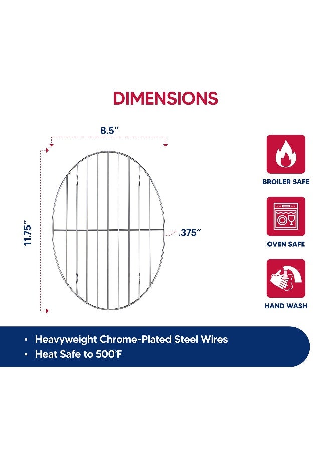 Oval HIC Kitchen Oval Baking Broiling Roasting Racks, Chrome Plated Steel Wire - Image 5
