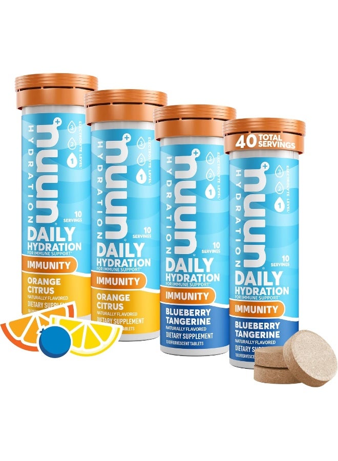 Nuun Immunity: Immune Support Hydration Supplement, Electrolytes, Antioxidants, Vitamin C, Zinc, Turmeric, Elderberry, Ginger, Echinacea - Blueberry Tangerine + Orange Citrus, Pack of 4 - Image 1