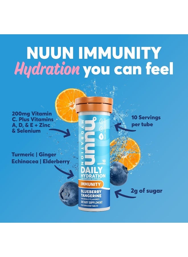Nuun Immunity: Immune Support Hydration Supplement, Electrolytes, Antioxidants, Vitamin C, Zinc, Turmeric, Elderberry, Ginger, Echinacea - Blueberry Tangerine + Orange Citrus, Pack of 4 - Image 2