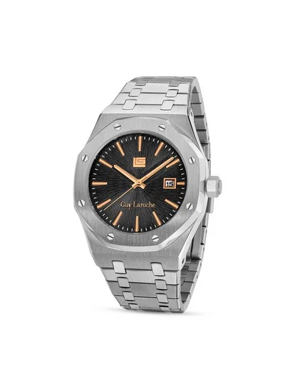 Guy Laroche Sam Grey Dial Silver Metal Bracelet Analog Watch for Men 42mm