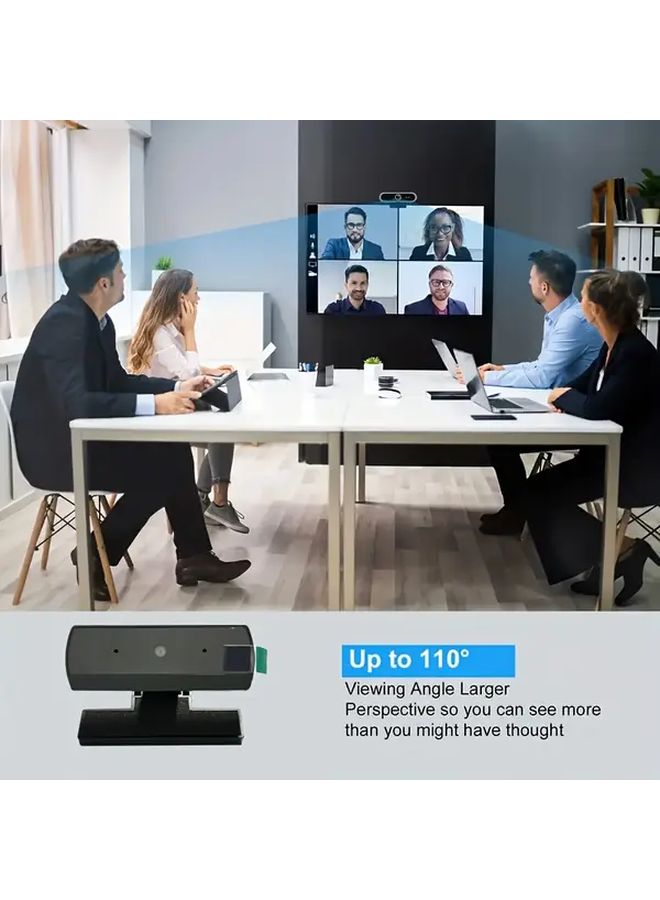 كاميرا ويب سوداء بدقة 1080 بكسل عالية الوضوح 30 إطارًا في الثانية قابلة للدوران بزاوية 360 درجة مع إمالة بانورامية لأجهزة الكمبيوتر المحمولة والبث المباشر - Image 4