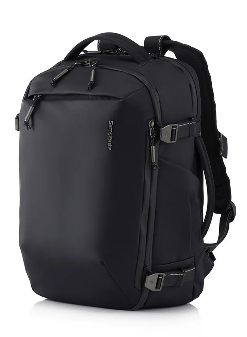 Samsonite Urbanix Backpack M, 100% Polyester, Black|RPET|Double Zipper Pocket Opening|Adjustable Strap|Lightweight & Durable|Laptop Compartment|Bottle Holder - 2 Years International Warranty