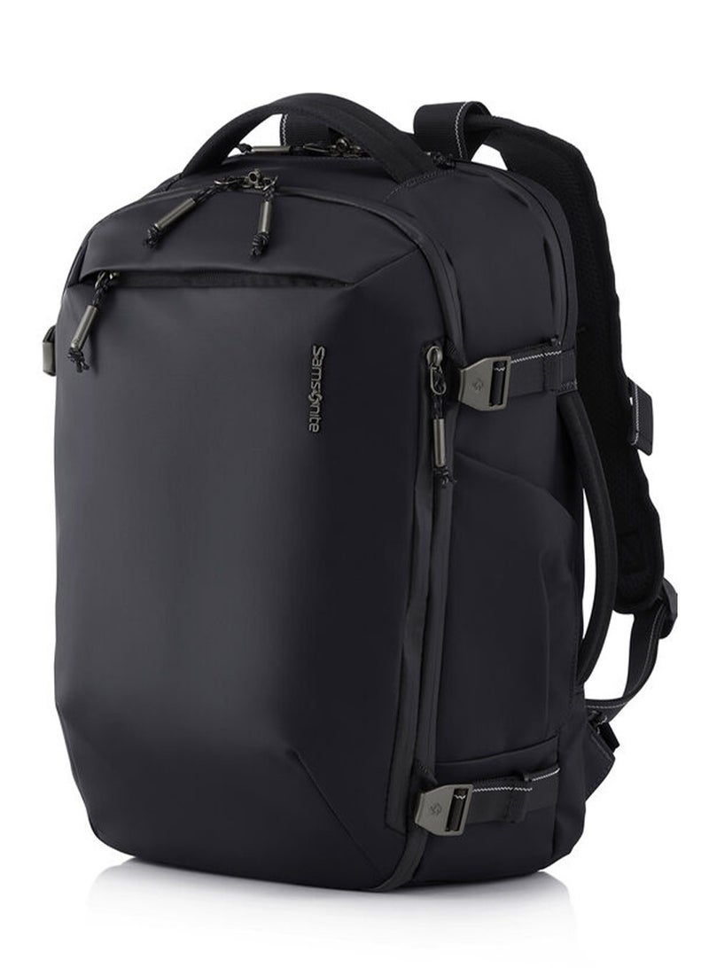 Samsonite Urbanix Backpack M, 100% Polyester, Black|RPET|Double Zipper Pocket Opening|Adjustable Strap|Lightweight & Durable|Laptop Compartment|Bottle Holder - 2 Years International Warranty - Image 1