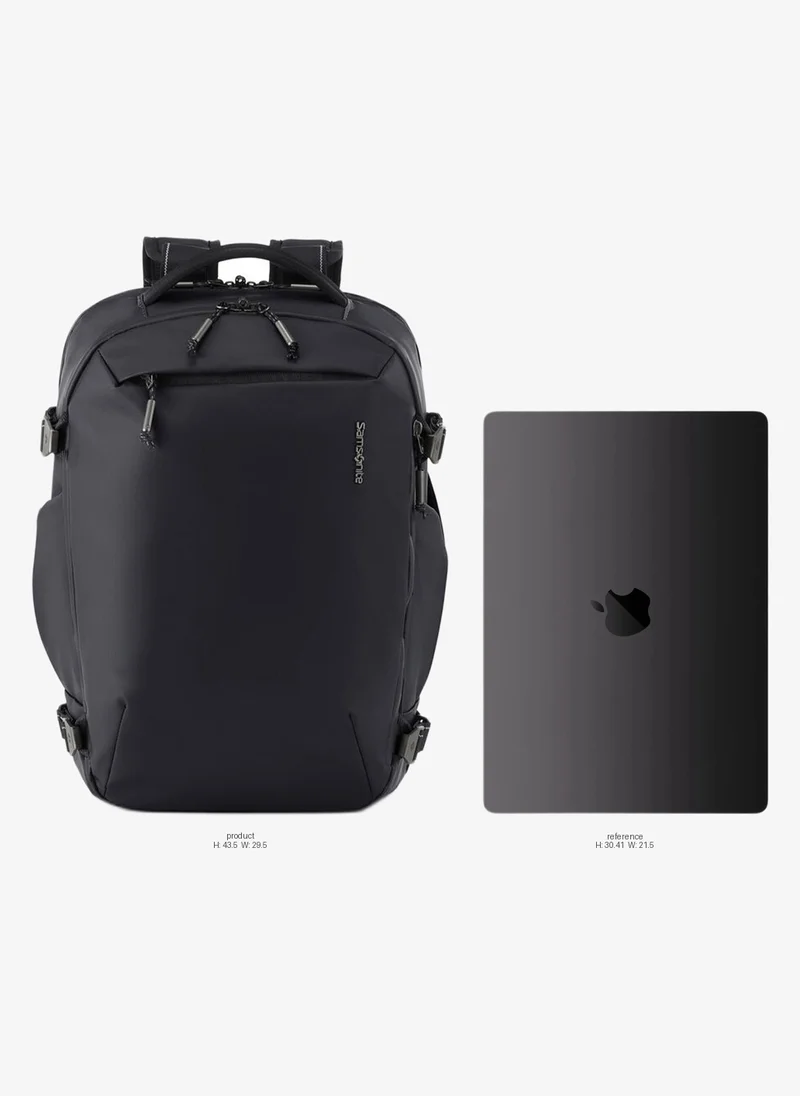 Samsonite Urbanix Backpack M, 100% Polyester, Black|RPET|Double Zipper Pocket Opening|Adjustable Strap|Lightweight & Durable|Laptop Compartment|Bottle Holder - 2 Years International Warranty