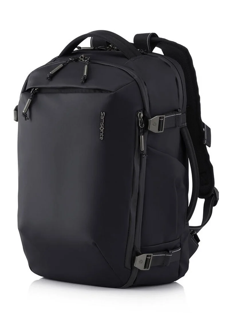 Samsonite Urbanix Backpack M, 100% Polyester, Black|RPET|Double Zipper Pocket Opening|Adjustable Strap|Lightweight & Durable|Laptop Compartment|Bottle Holder - 2 Years International Warranty