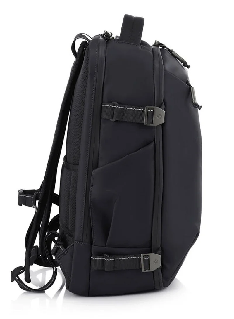 Samsonite  Urbanix Backpack M, 100% Polyester, Black|RPET|Double Zipper Pocket Opening|Adjustable Strap|Lightweight & Durable|Laptop Compartment|Bottle Holder - 2 Years International Warranty  | Best Price UAE