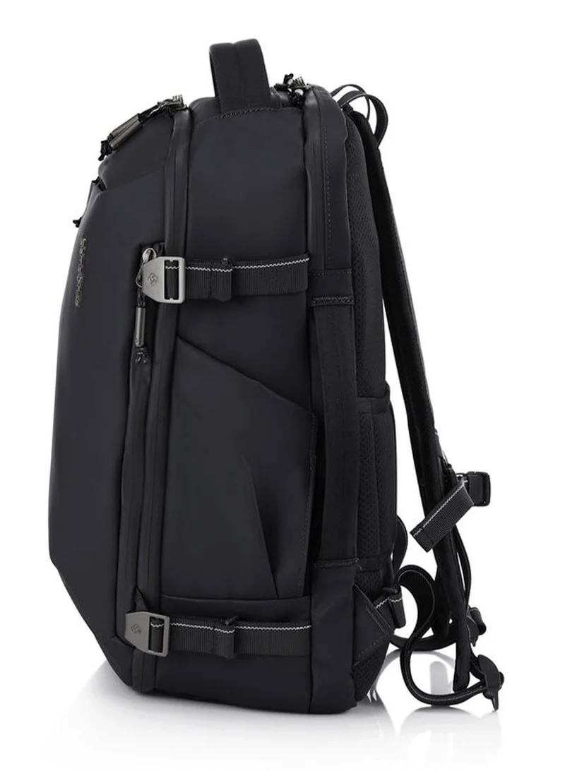 Samsonite  Urbanix Backpack M, 100% Polyester, Black|RPET|Double Zipper Pocket Opening|Adjustable Strap|Lightweight & Durable|Laptop Compartment|Bottle Holder - 2 Years International Warranty  | Best Price UAE