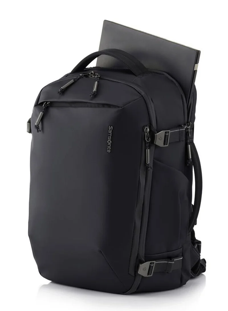 Samsonite  Urbanix Backpack M, 100% Polyester, Black|RPET|Double Zipper Pocket Opening|Adjustable Strap|Lightweight & Durable|Laptop Compartment|Bottle Holder - 2 Years International Warranty  | Best Price UAE