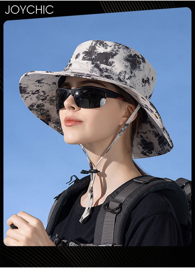 Joychic - Summer Large Brim Sun Protection Visor Hat Outdoor Travel Hat for Women British Fashion Fisherman Hat - Image 1