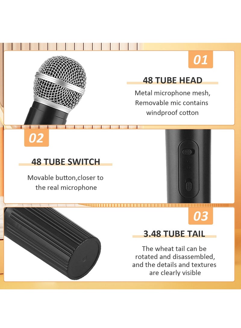 Excefore Microphone Toy Microphone Karaoke Kids Toy Microphone Set Birthday Party Favors Pretend Play or Costume Prop Toy Microphone Fake Microphone Simulate Speech Practice Microphone(Black)  - Image 3
