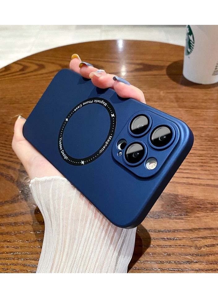 HEXABEX حافظة رفيعة لهاتف آيفون 14 برو ماكس رفيعة للغاية وغير لامعة مغناطيسية حافظة شحن لاسلكية لهاتف أبل آيفون 14 برو ماكس 6.7 أزرق داكن - Image 2