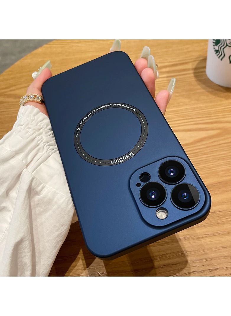 HEXABEX حافظة رفيعة لهاتف آيفون 14 برو ماكس رفيعة للغاية وغير لامعة مغناطيسية حافظة شحن لاسلكية لهاتف أبل آيفون 14 برو ماكس 6.7 أزرق داكن - Image 4