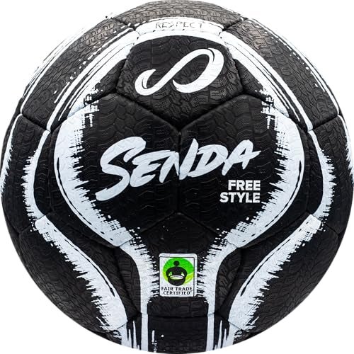 SENDA Street Freestyle, Trick, and Skills Soccer Ball with Rubber Outer Cover, Fair Trade Certified, Black/White, Size 4 (Ages 13 & Up) - Image 1