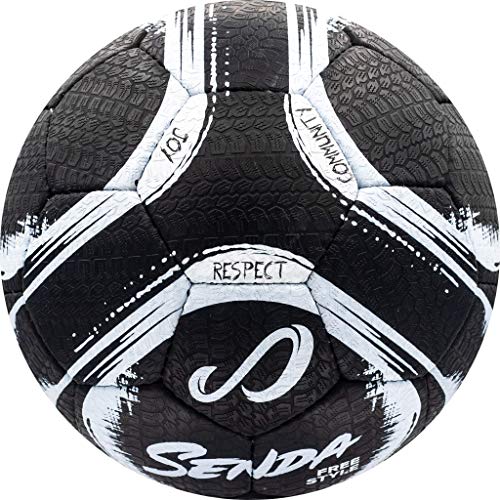 SENDA Street Freestyle, Trick, and Skills Soccer Ball with Rubber Outer Cover, Fair Trade Certified, Black/White, Size 4 (Ages 13 & Up) - Image 3