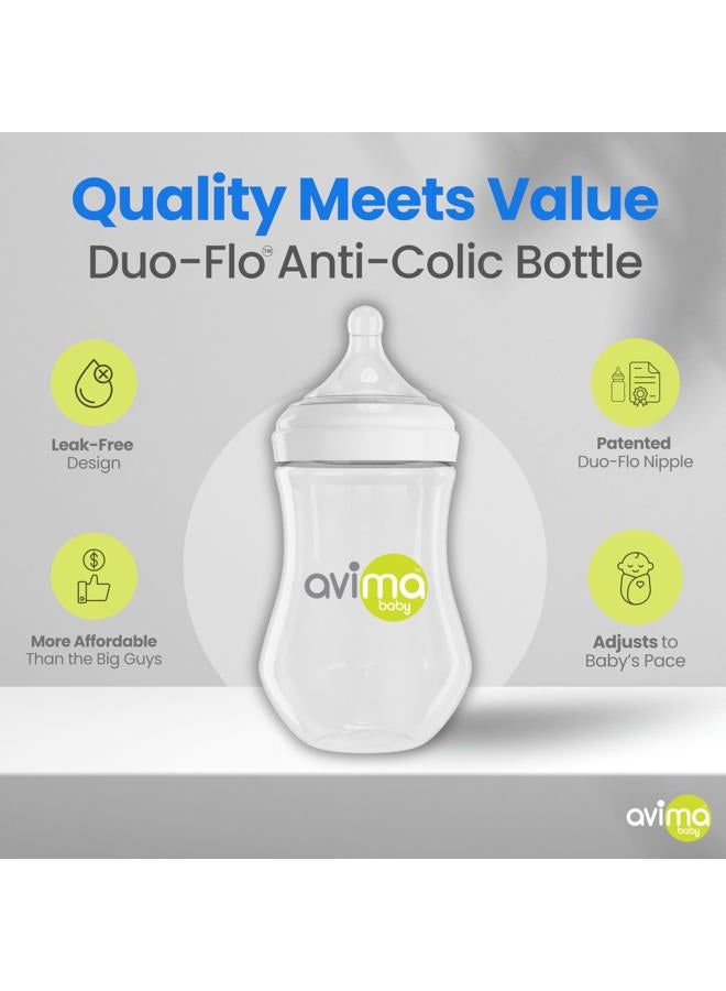 AVIMA Baby Wide Neck Bottle Starter Kit – 12 Piece Set. Anti Colic Feeding Set w/ 4 oz & 9 oz Baby Bottles, Slow & Medium Flow & Pacifiers, BPA Free - Image 5
